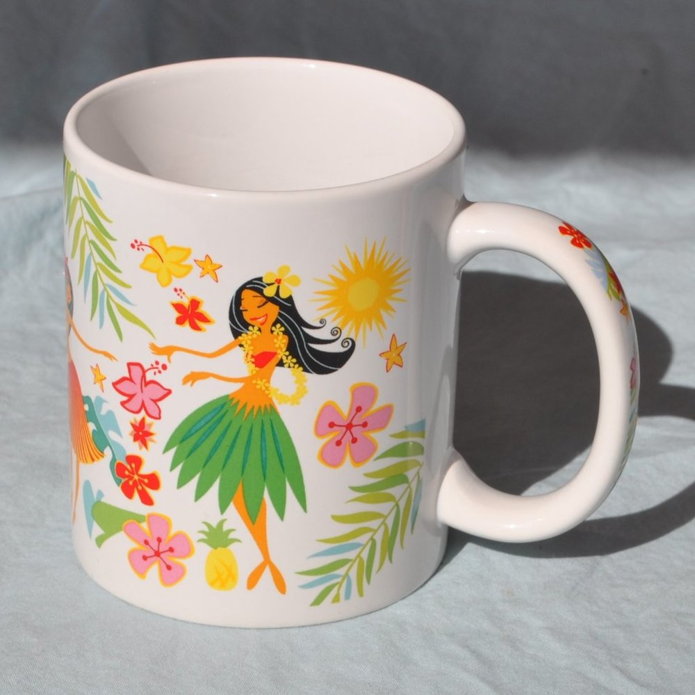 *BOGO mugs* 12 oz island hula honeys ABC stores mug tiki wahine luau (546w)